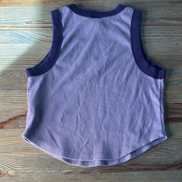 Wild fable purple ribbed cropped shirt crop top  woman's small tank top - Picture 5 of 6